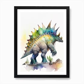 Stegosaurus Watercolour Dinosaur Art Print