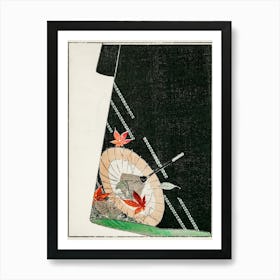 Parasol Print On A Japanese Robe Illustration, Shin Bijutsukai Art Print