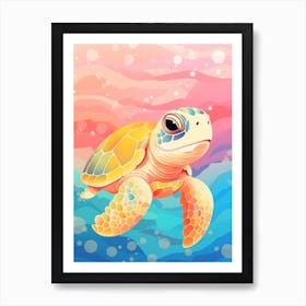 Mosaic Cartoon Sea Turtle Art Print