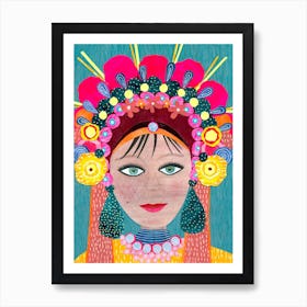 Girl With Headdress Art Print