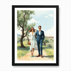 Couple Walking Down A Path Art Print