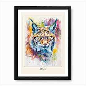 Bobcat Colourful Watercolour 1 Poster Art Print
