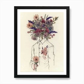 Flowers On The Head Art Print