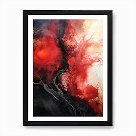 Red And Black Flow Asbtract Painting 0 Art Print