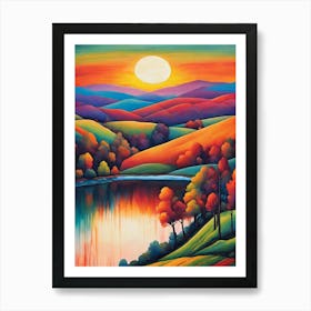 Sunset At The Lake 1 Art Print