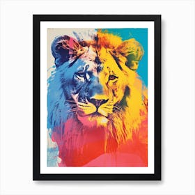 Lion Screen Print Inspired 4 Art Print
