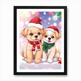 Christmas Puppies Dog Lover Art Print