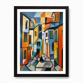 Painting Of Cape Town With A Cat In The Style Of Cubism, Picasso Style 1 Art Print