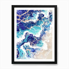 Blue Ocean Waves Art Print