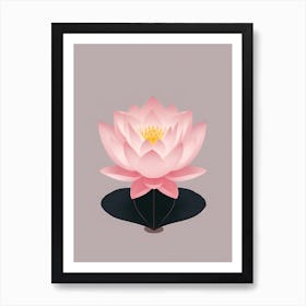 A Pink Lotus In Minimalist Style Vertical Composition 70 Art Print