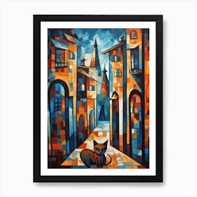 Painting Of Havana With A Cat In The Style Of Cubism, Picasso Style 3 Art Print