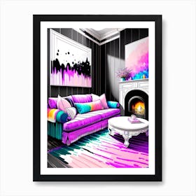 Purple Living Room Art Print