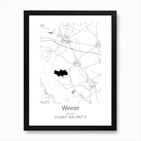 Weeze,Germany Minimalist Map Art Print