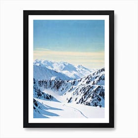 Mount Hutt, New Zealand Vintage 2 Skiing Poster Art Print