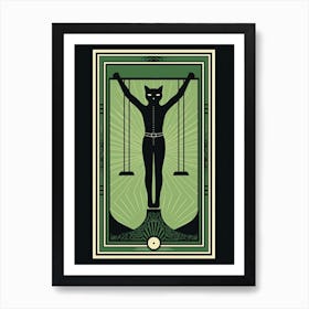 The Hanged Man, Black Cat Tarot Card 1 Art Print