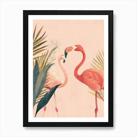 Jamess Flamingo And Bird Of Paradise Minimalist Illustration 1 Art Print