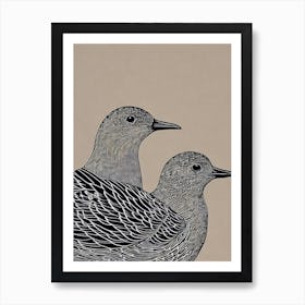 Grey Plover Linocut Bird Art Print