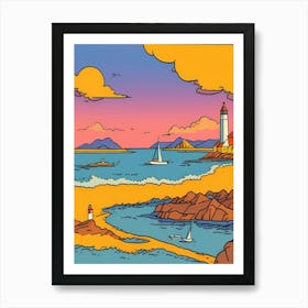 Sunset At The Lighthouse Art Print