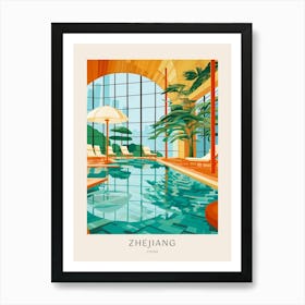 Zhejiang China Midcentury Modern Pool Poster Art Print