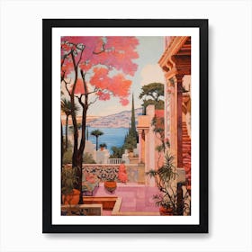 Bodrum Turkey 2 Vintage Pink Travel Illustration Art Print