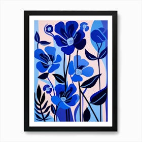 Blue Flower Illustration Freesia 3 Art Print