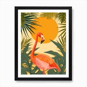 Greater Flamingo Yucatn Peninsula Mexico Tropical Illustration 6 Art Print
