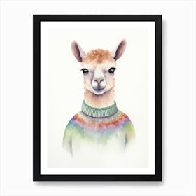 Baby Animal Watercolour Alpaca 3 Art Print