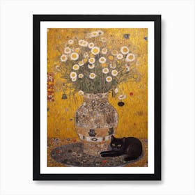 Queen With A Cat 4 Art Nouveau Klimt Style Art Print