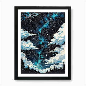 Night Sky With Clouds Art Print