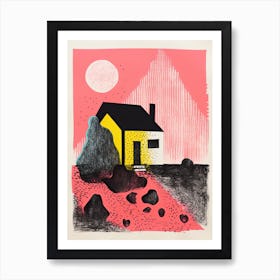 A House In Reykjavik, Abstract Risograph Style 2 Art Print