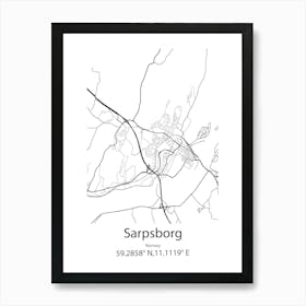 Sarpsborg,Norway Minimalist Map Art Print