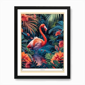 Greater Flamingo Greece Tropical Illustration 4 Poster Art Print