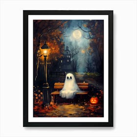 Ghost Sitting On A Bench 10 Art Print