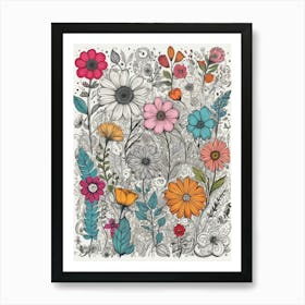 Floral Doodle Art Print