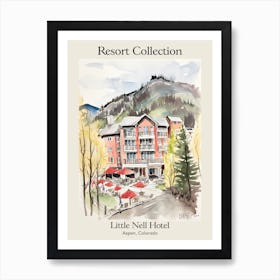 Poster Of Little Nell Hotel   Aspen, Colorado   Resort Collection Storybook Illustration 3 Art Print