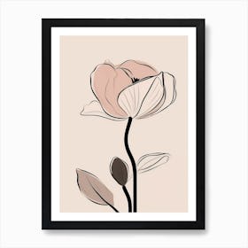 Line Art Tulips Flowers Illustration Neutral 12 Art Print