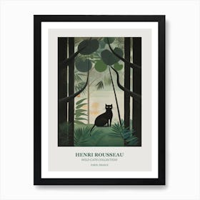 Henri Rousseau  Style Wild Cats Collection Black Botanical Art Print
