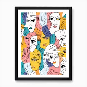 Colourful Abstract Face Illustration 1 Art Print