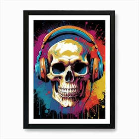 Skull With Headphones Pop Art (31) Art Print