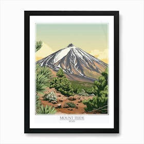 Mount Teide Spain Color Line Drawing 7 Poster Art Print