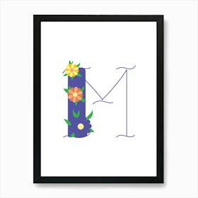 Living Room Floral Letters Purple 13 Art Print