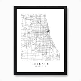 Chicago Illinois Street Map Minimal Art Print