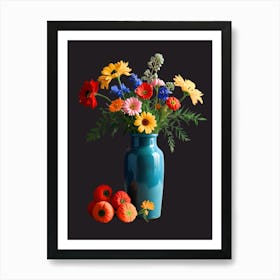 Colorful Flowers In A Vase 1 Art Print