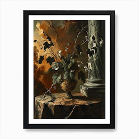 Baroque Floral Still Life Periwinkle 4 Art Print