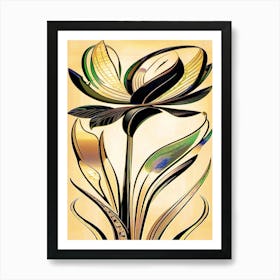 Art Deco Flower 1 Art Print