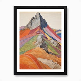 Stob Binnein Scotland 1 Colourful Mountain Illustration Art Print