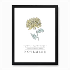 November Chrysanthemum Birth Flower 2 Art Print