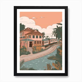 Douala Cameroon Travel Illustration 1 Art Print