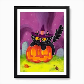 Magic Hour Black Cat Halloween Art Print