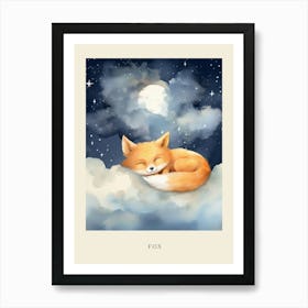 Baby Fox 12 Sleeping In The Clouds Nursery Poster Art Print